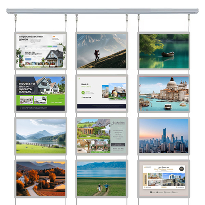 অনুভূমিক ঝুলন্ত ক্রিস্টাল লাইট বক্স 210 X 297mm পাতলা LED সাইন বোর্ড ডিসপ্লে প্যানেল